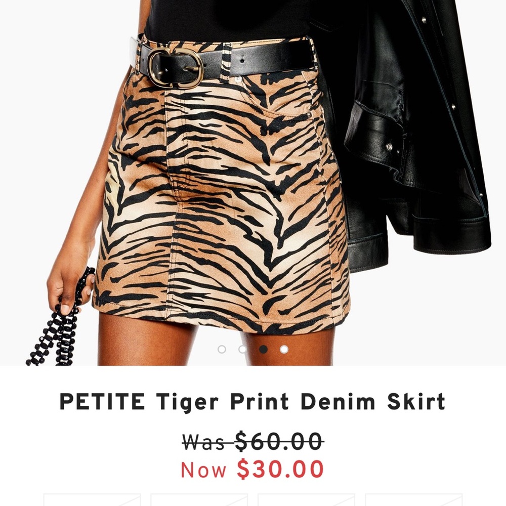 TOPSHOP TIGER STRIPE JEAN SKIRT (NWT) SIZE US 6